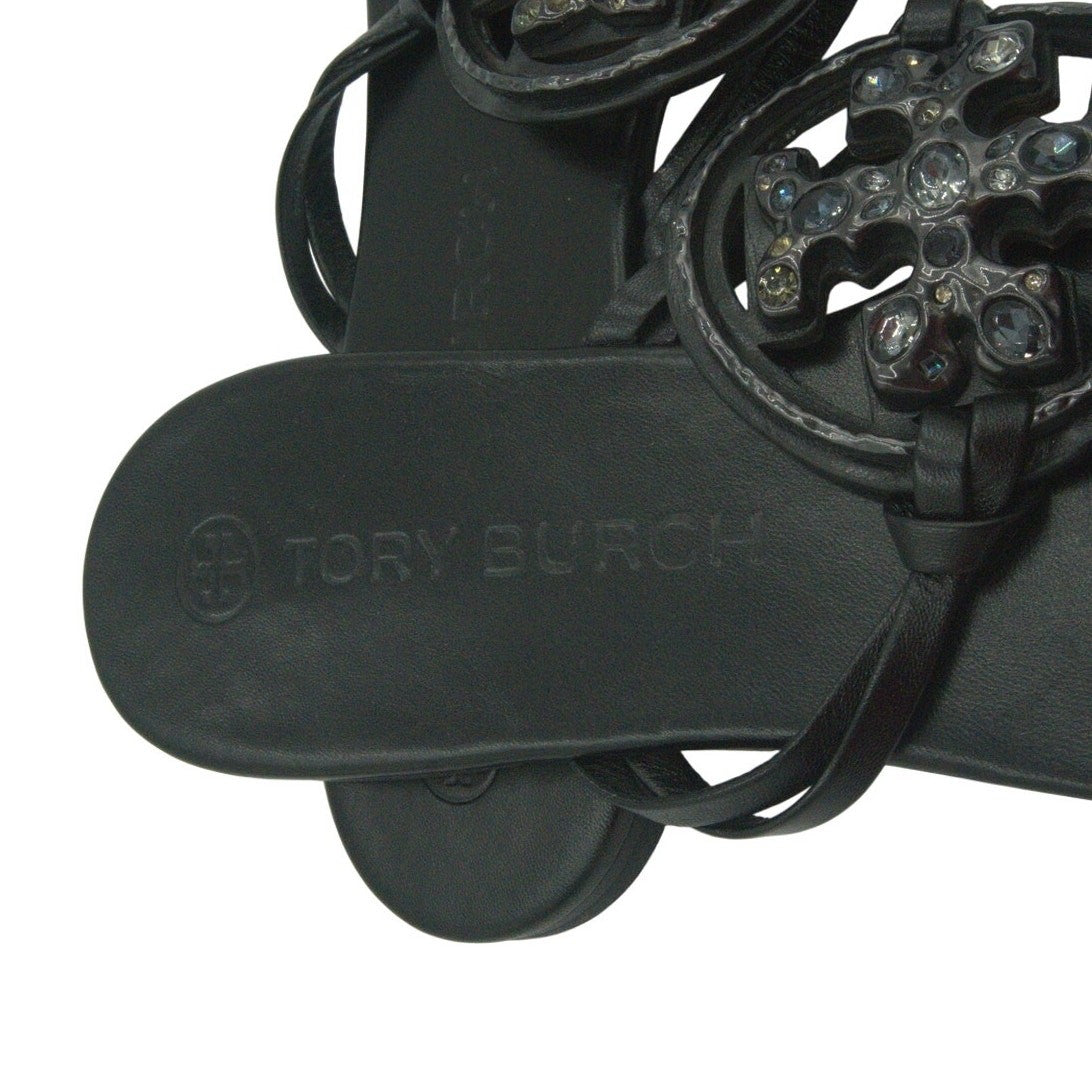Tory Burch Metal Jeweled Miller Crystal Sandals – Black | Women’s 9.5