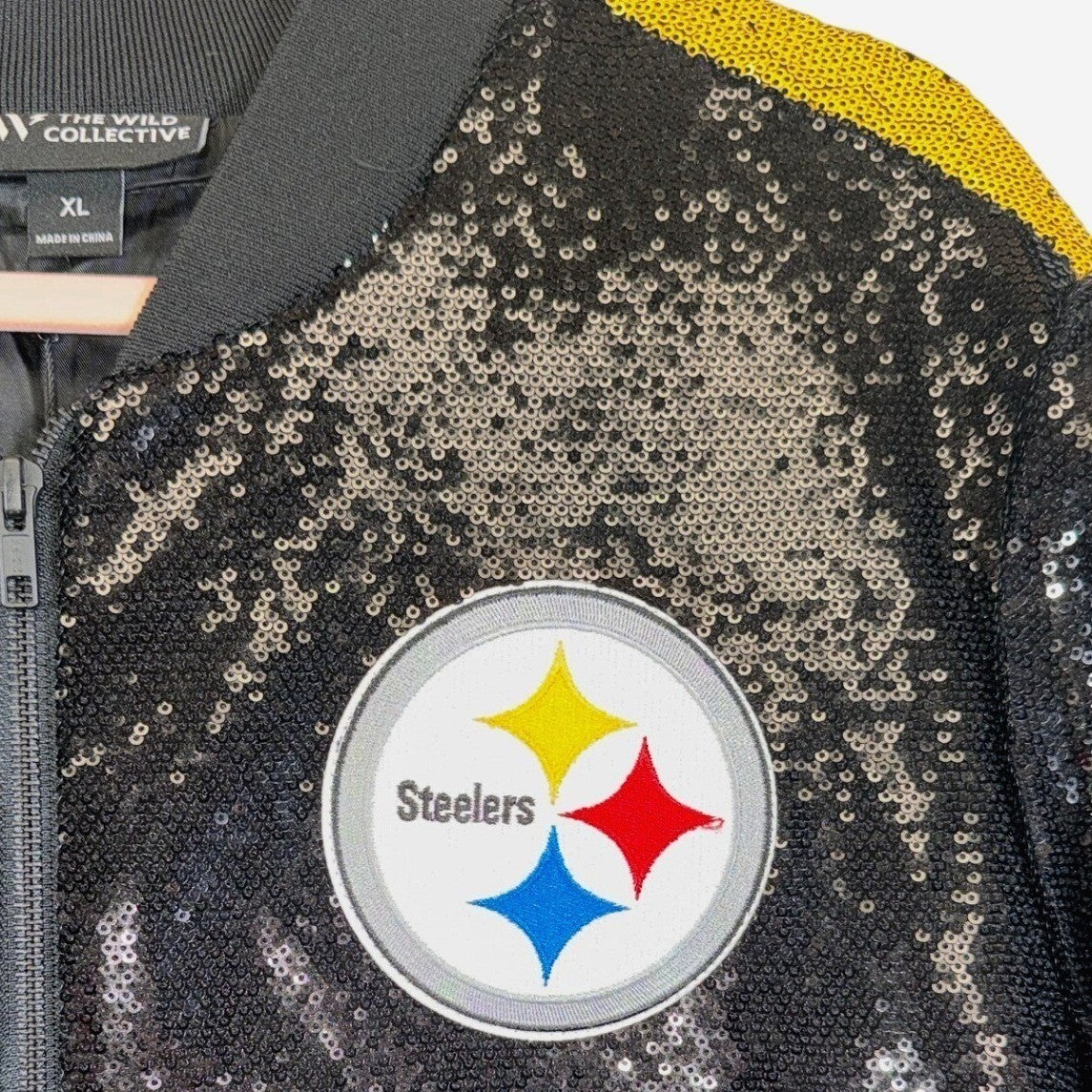 NWT The Wild Collective Sequin Pittsburgh "Steelers" Full-Zip Jacket Women's Med