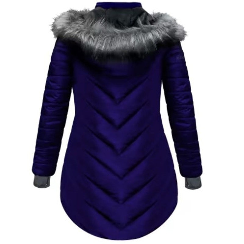 NWT ActionHeat 5V Heated Long Puffer Jacket with Hood for Ladies - Indigo - XS