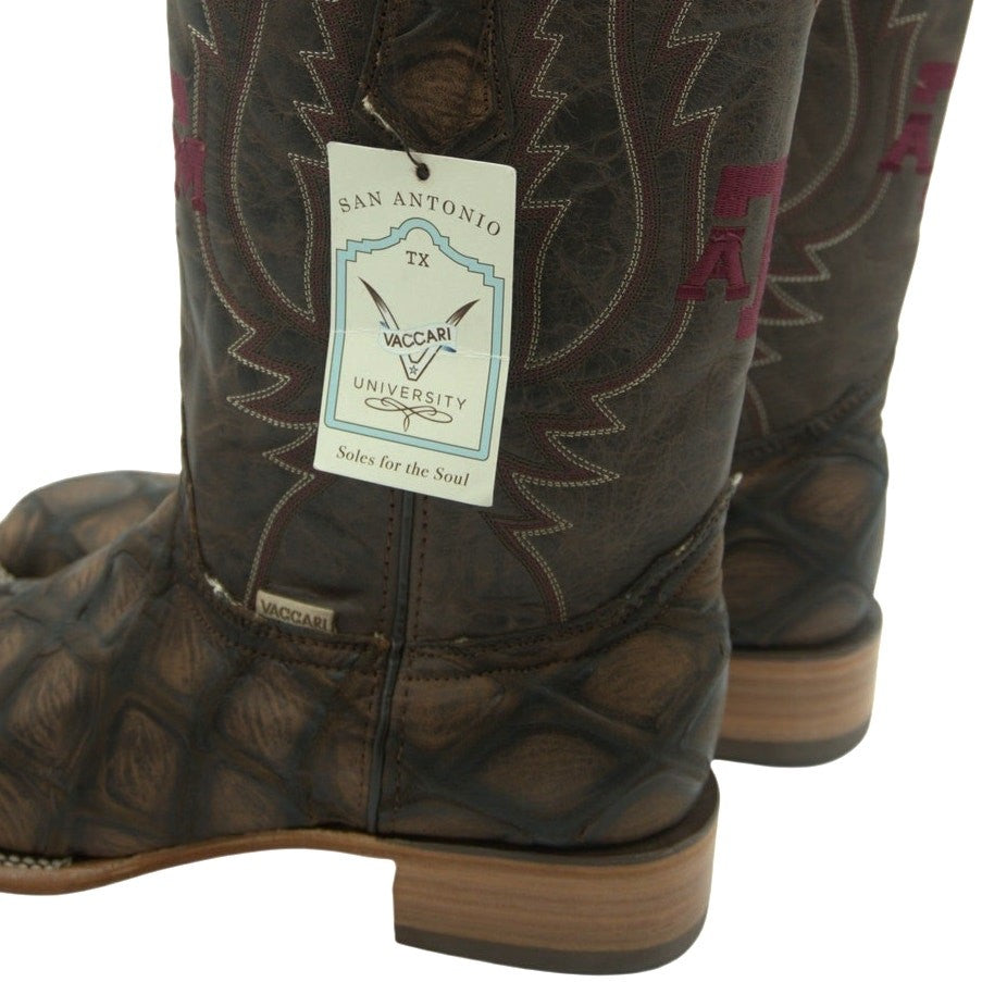NWT Vaccari University “Texas A&M” Genuine Leather Cognac Boots Men's 12