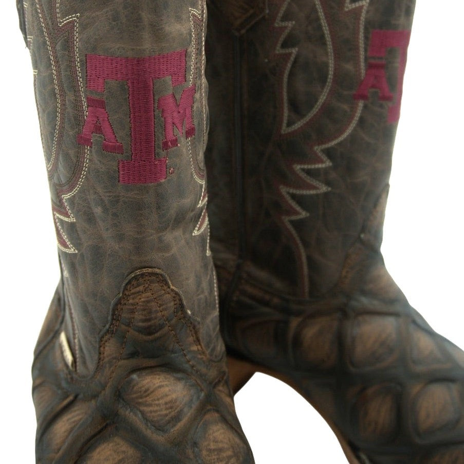 NWT Vaccari University “Texas A&M” Genuine Leather Cognac Boots Men's 12