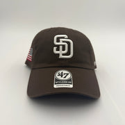 NWT San Diego Padres '47 Clean Up Adjustable Hat | SD Logo | Embroidered + Flag