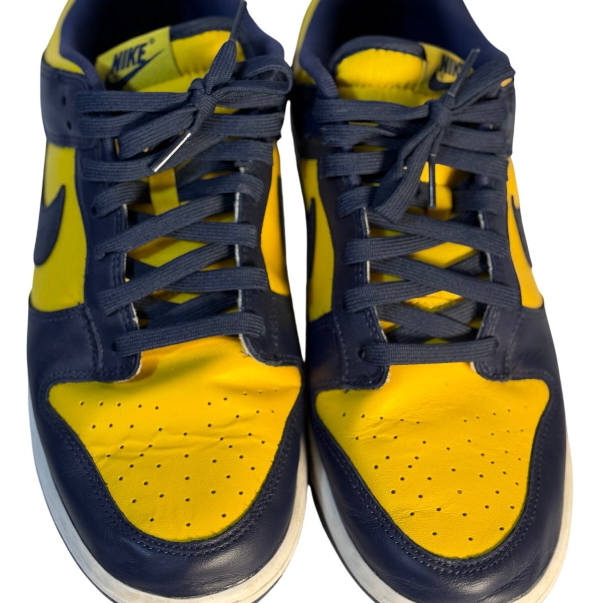 Nike Dunk Low Michigan Navy Yellow Leather Sneakers Men's US 11