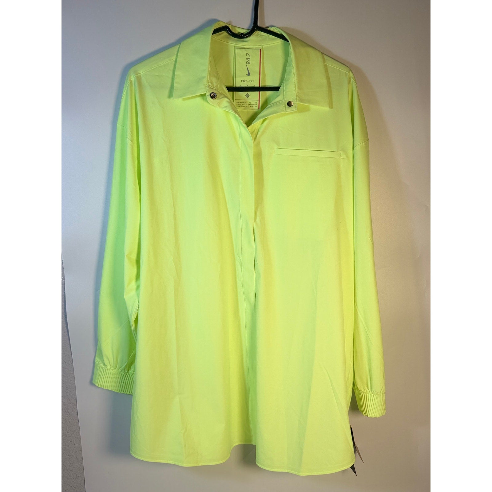 Nike 24.7 Dri-FIT Women's Training Shirt Dress Volt Green Large HM8385-701 NWT