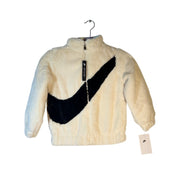 Nike Girls Faux Fur Swoosh Jacket Sail White Size 6 Full Zip NWT
