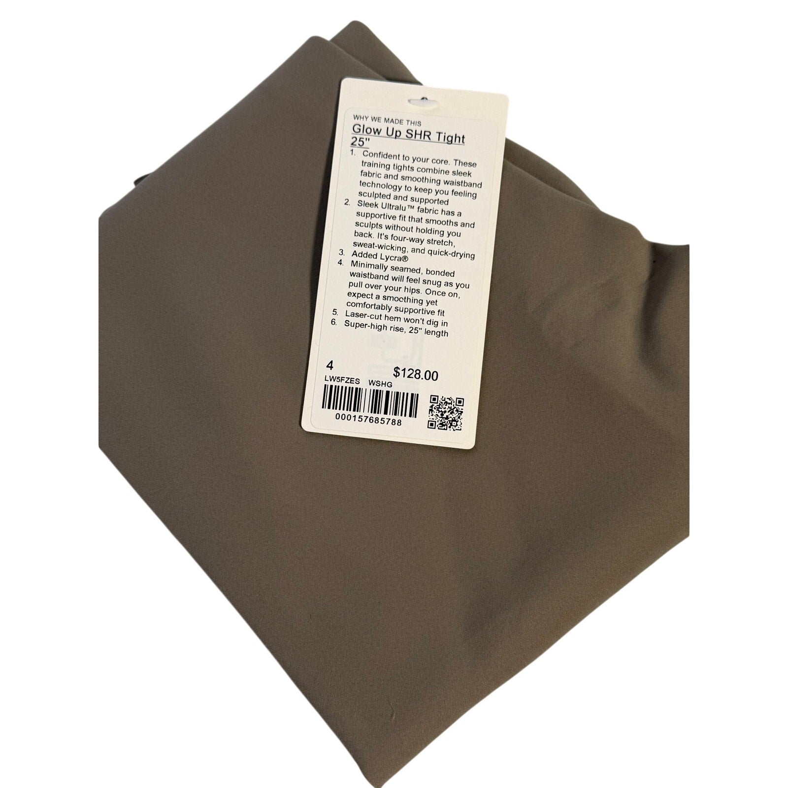 lululemon Glow Up Super-High-Rise Tight 25” Taupe Gray Size 4