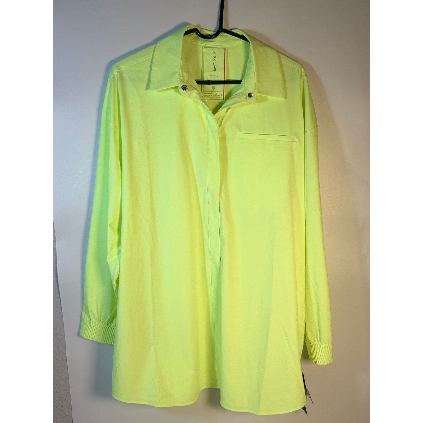 Nike 24.7 Dri-FIT Women's Training Shirt Dress Volt Green Large HM8385-701 NWT