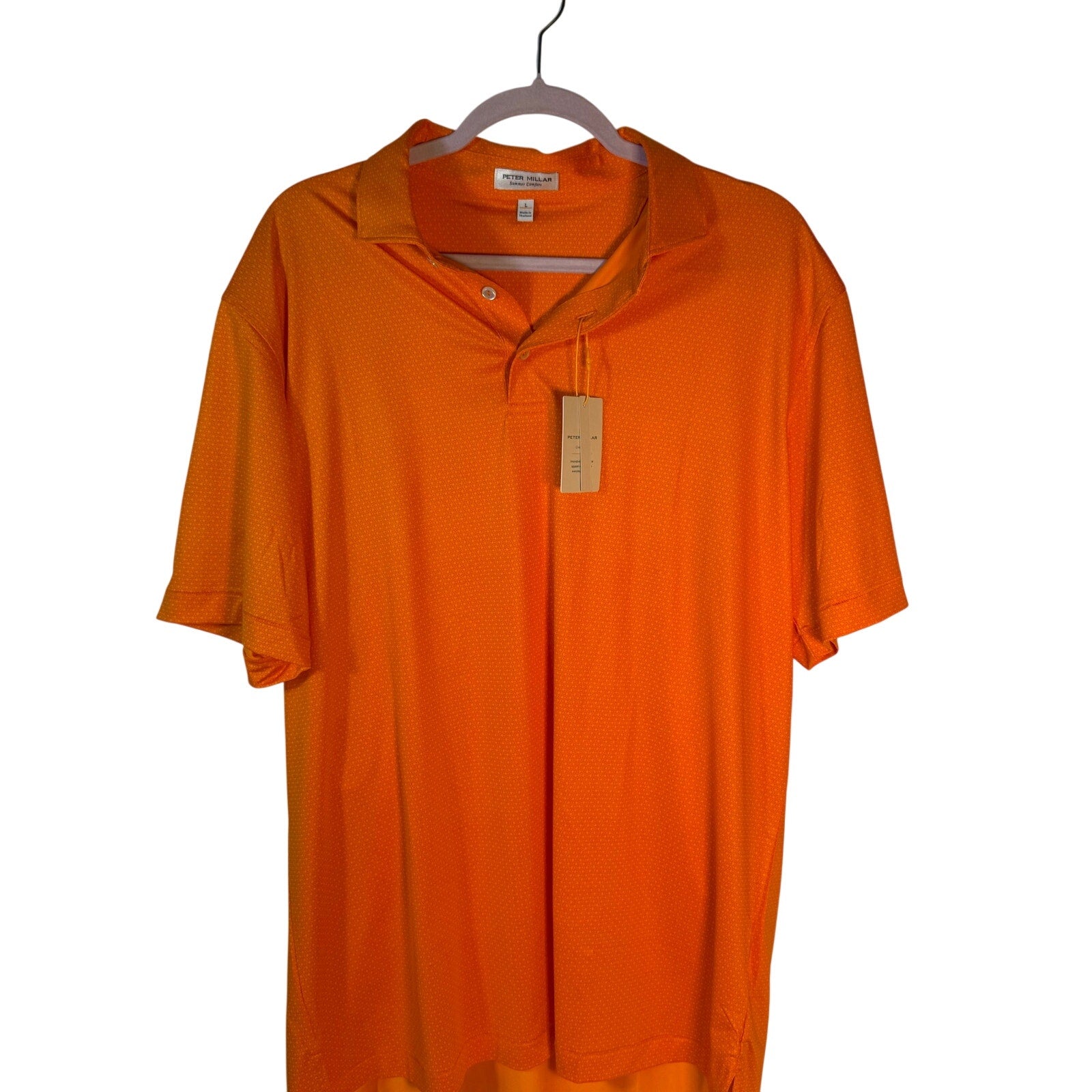 Peter Millar Summer Comfort Orange Polo Shirt Men's Size L New With Tags