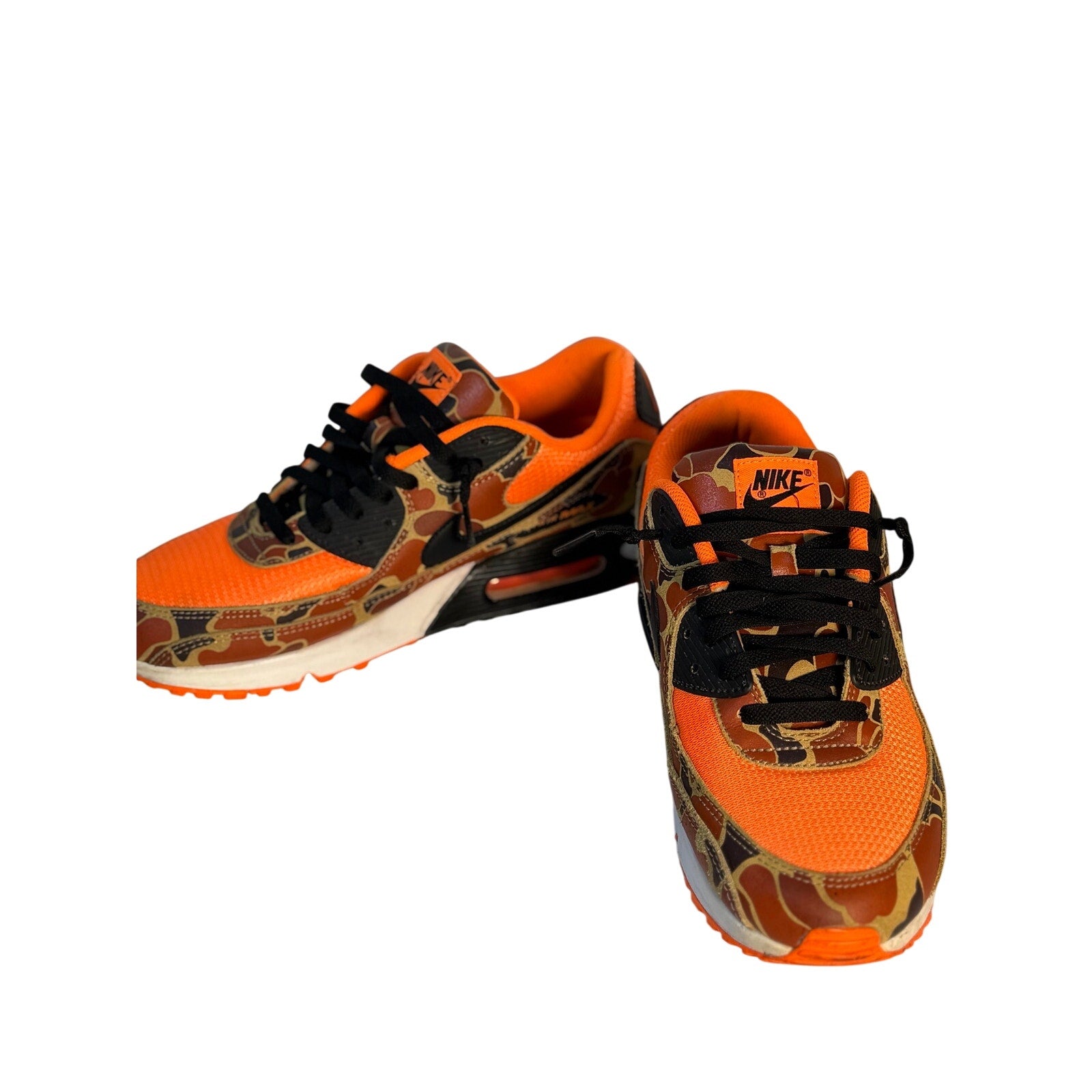 Nike Air Max 90 Orange Camo Black Sneakers Men's Size 11 CW4039-800