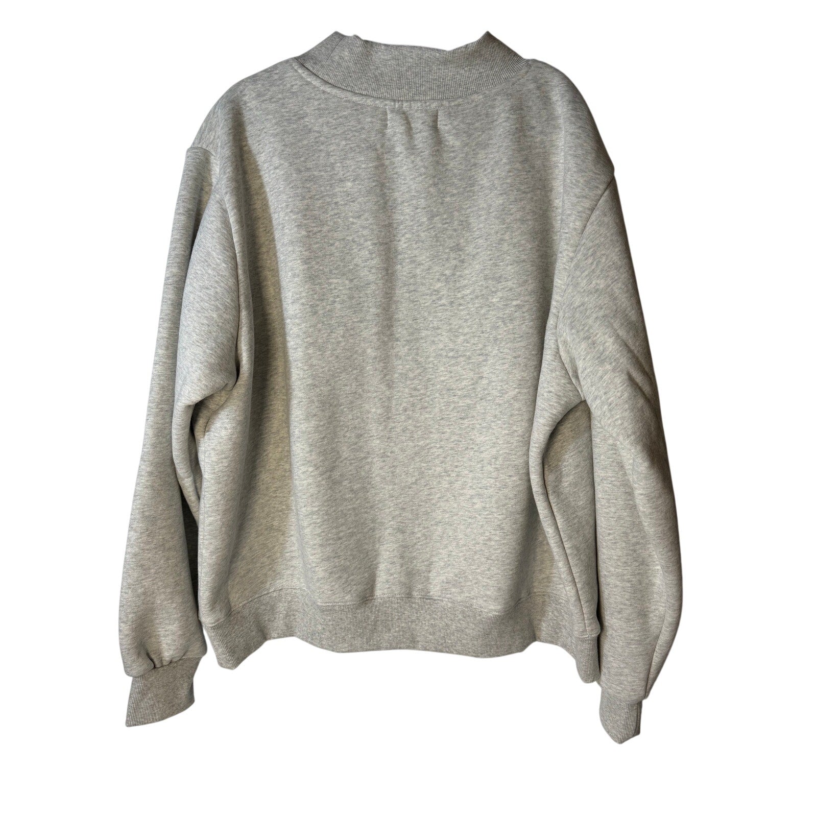 PARKE Mock Neck Sweatshirt Women's L/XL Gray Oversized Fleece Pullover Embroidered Logo