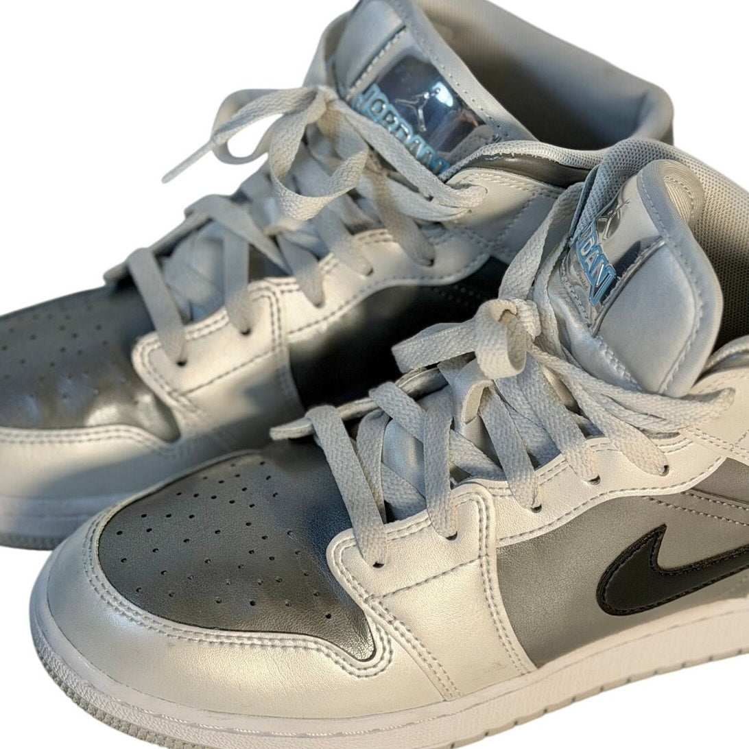 Air Jordan 1 Mid GS White Gray Black Sneakers Youth Size 7Y HV4490-014