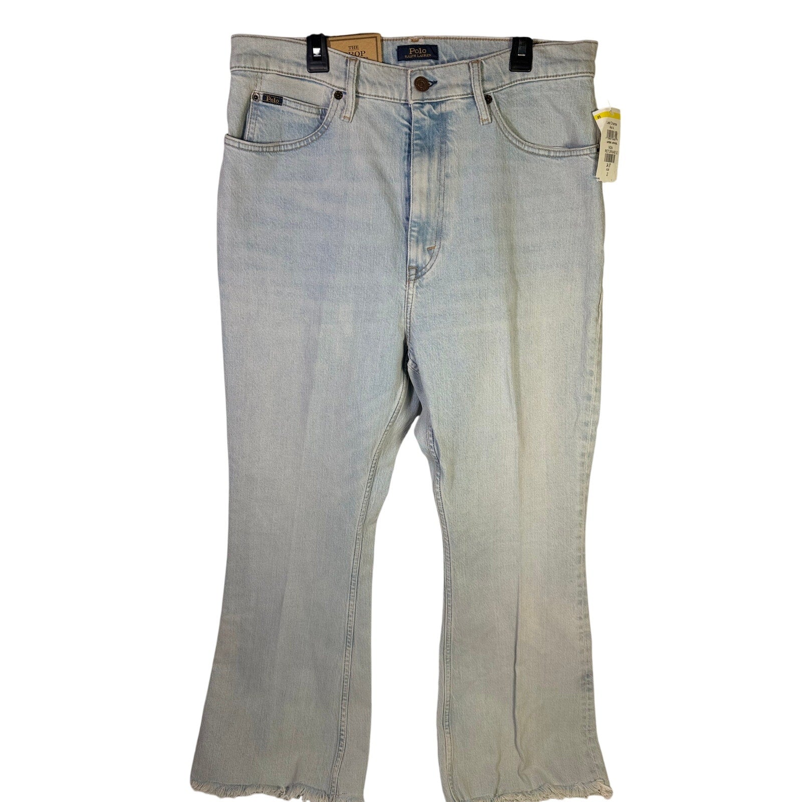 Polo Ralph Lauren The Crop Flare Jeans Women’s Size 31 Light Wash Raw Hem NWT - front view