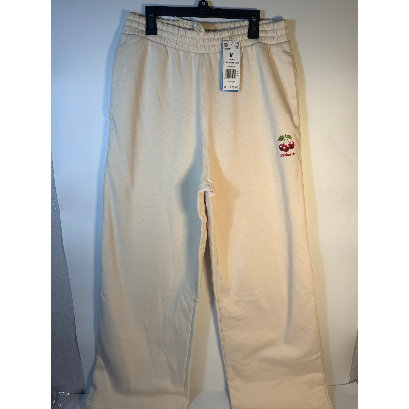 Adidas Originals Cherry FL Pant Women's Medium Wonder White Wide Leg Sweatpants
