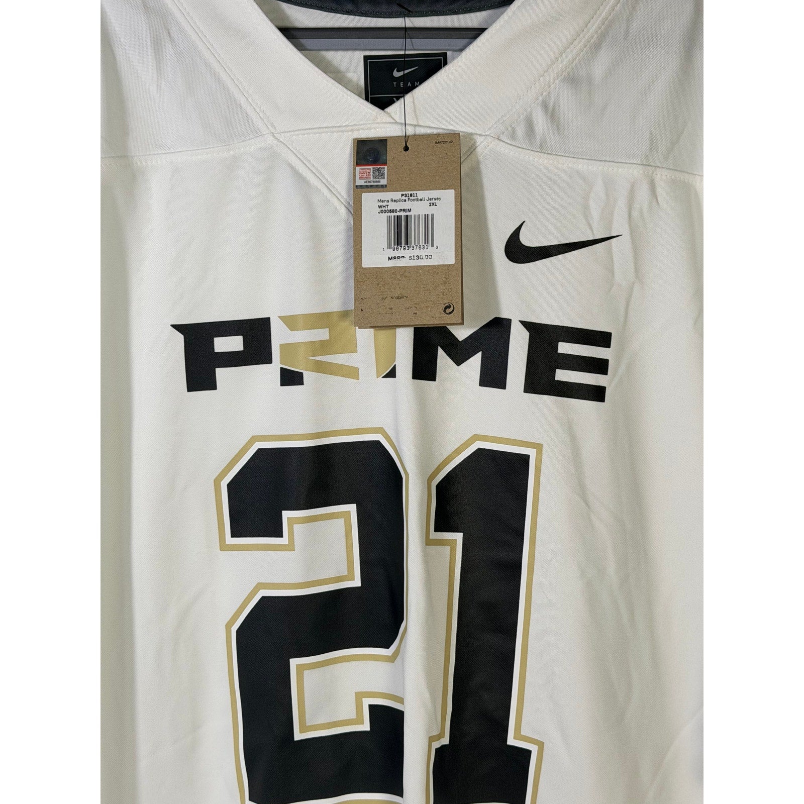 Nike PRIME Deion Sanders #21 Football Jersey NWT Men's 2XL White