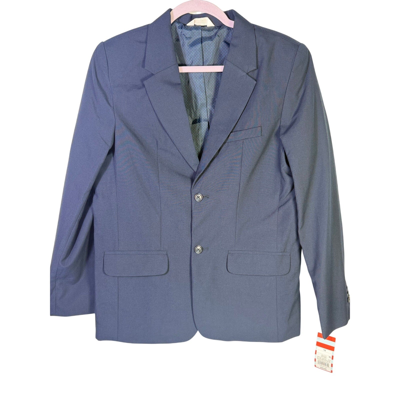 Boy's navy blue blazer by Cat & Jack, size 16, with two buttons, tailored suit jacket for boys, new with tags.