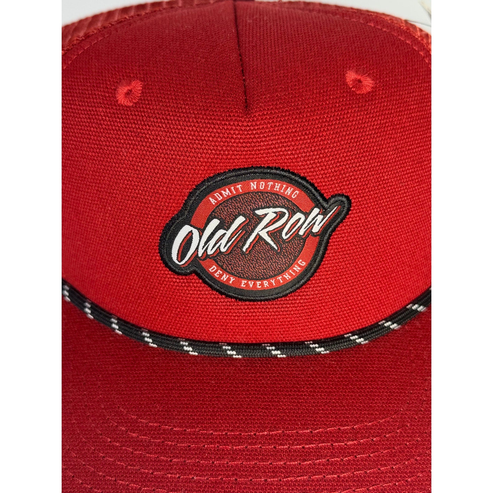 Old Row Logo Rope Trucker Hat Red Snapback Baseball Cap Adult One Size NWT