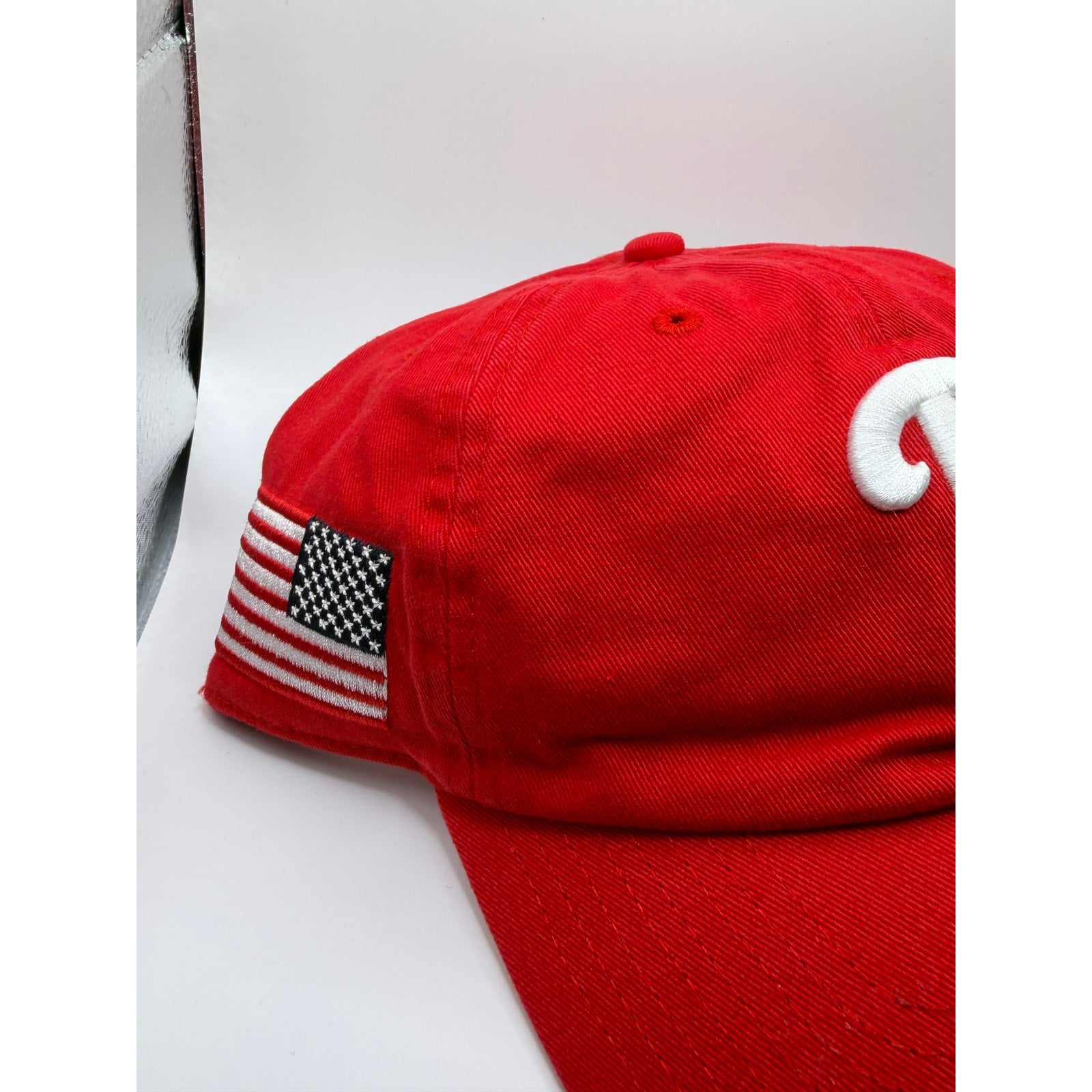 Philadelphia Phillies MLB ’47 Red Adjustable Strapback Hat USA Flag One Size