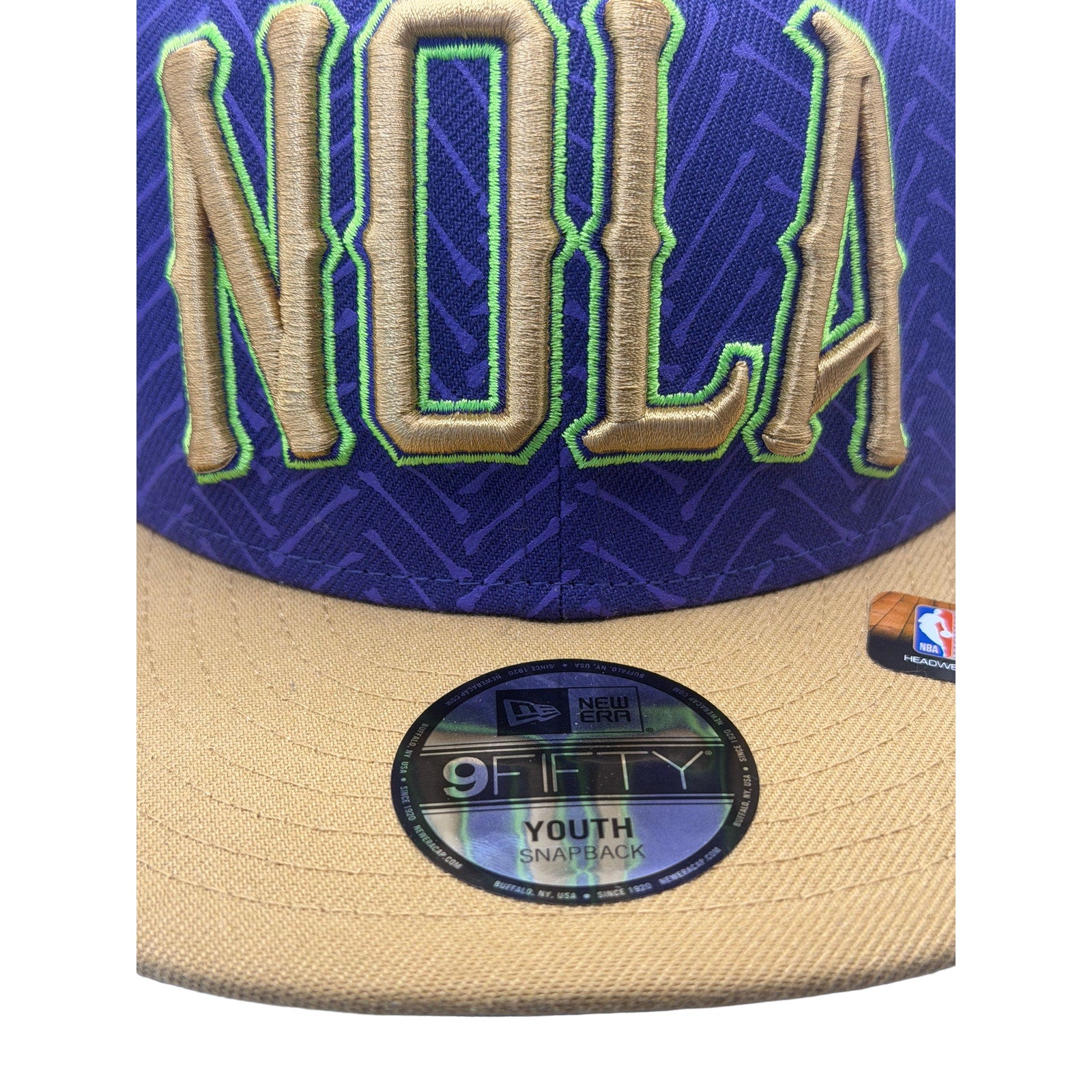 New Era NOLA Pelicans 9FIFTY Youth Snapback Hat Purple Gold NBA