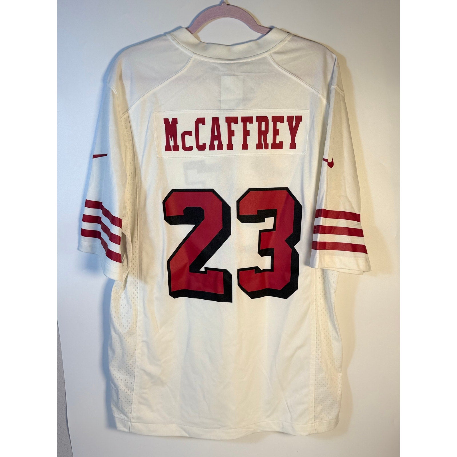 Nike Christian McCaffrey #23 San Francisco 49ers White NFL Jersey Men's L NWT