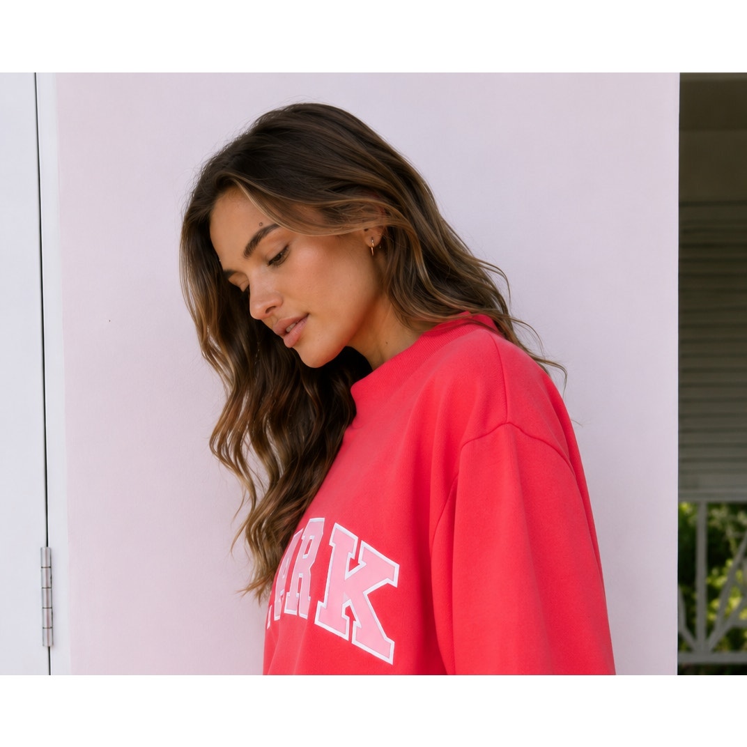 PARKE Heritage Varsity Mockneck Sweatshirt Pink Women's Pullover NWT L