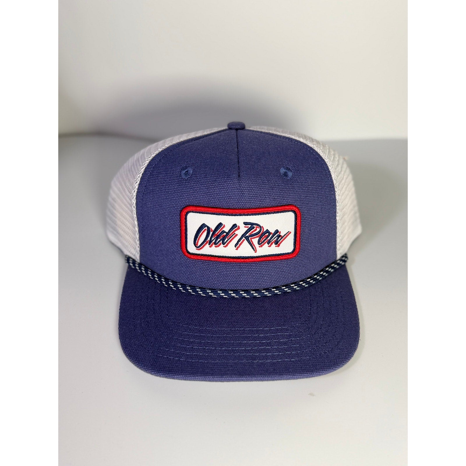 Old Row Trucker Hat Navy White Rope Snapback Mesh Cap Adult One Size NWT