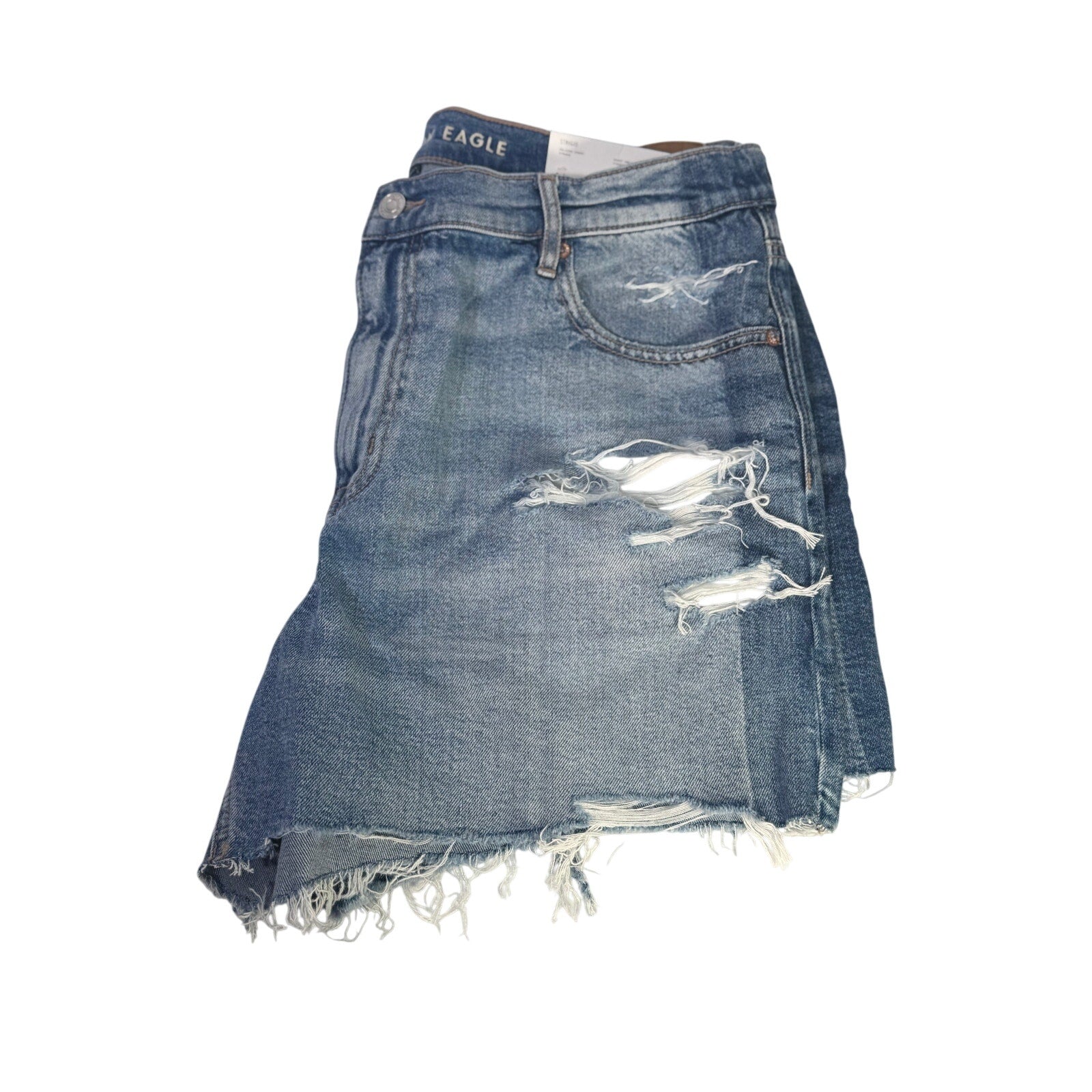 American Eagle Strigid Relaxed High Rise Distressed Denim Shorts Women's Size 14