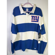 47 Brand New York Giants Rugby Shirt Blue White Striped Long Sleeve Men's XL NWT