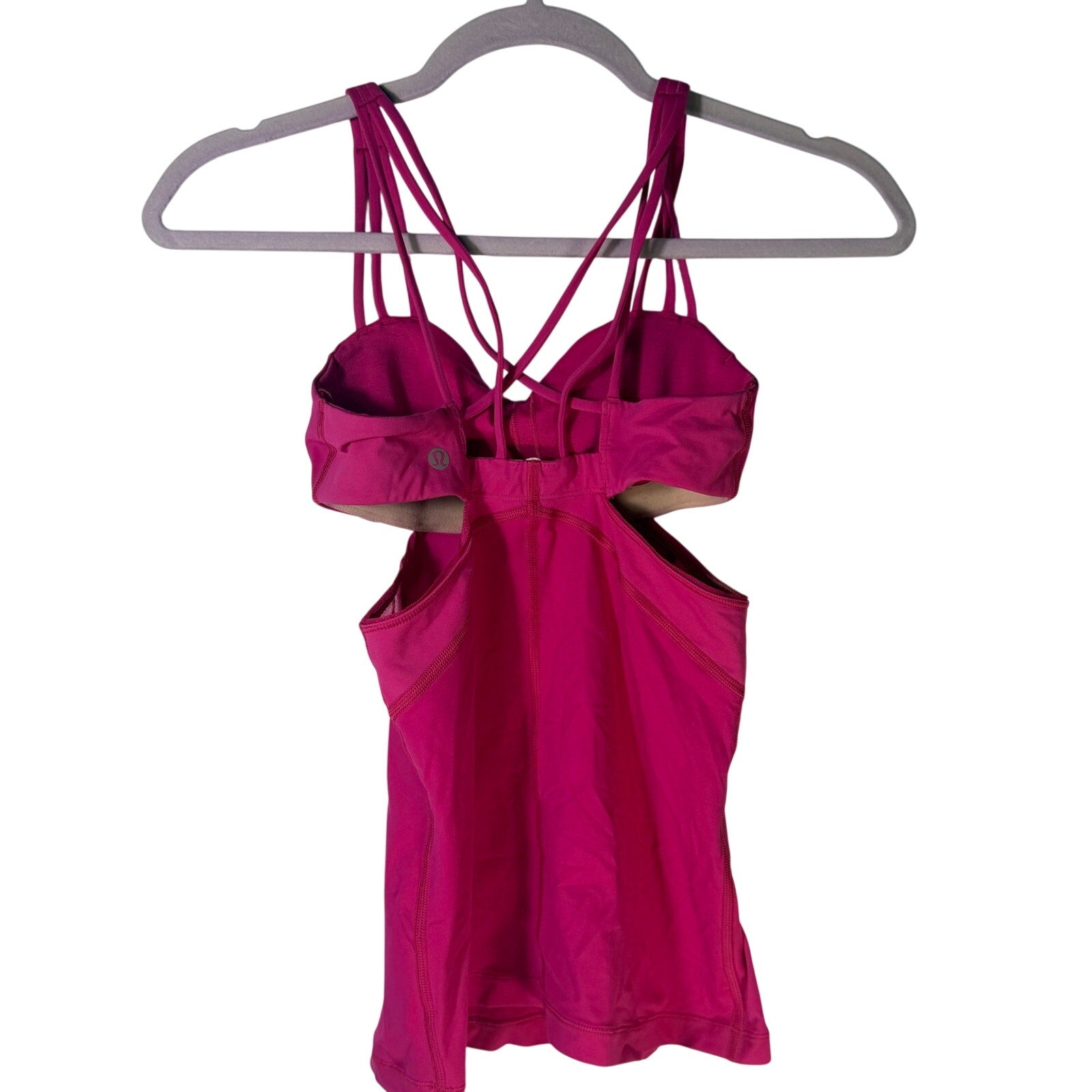 Lululemon Women’s Strappy Cutout Athletic Tank Top Magenta Size 2 Pre-owned