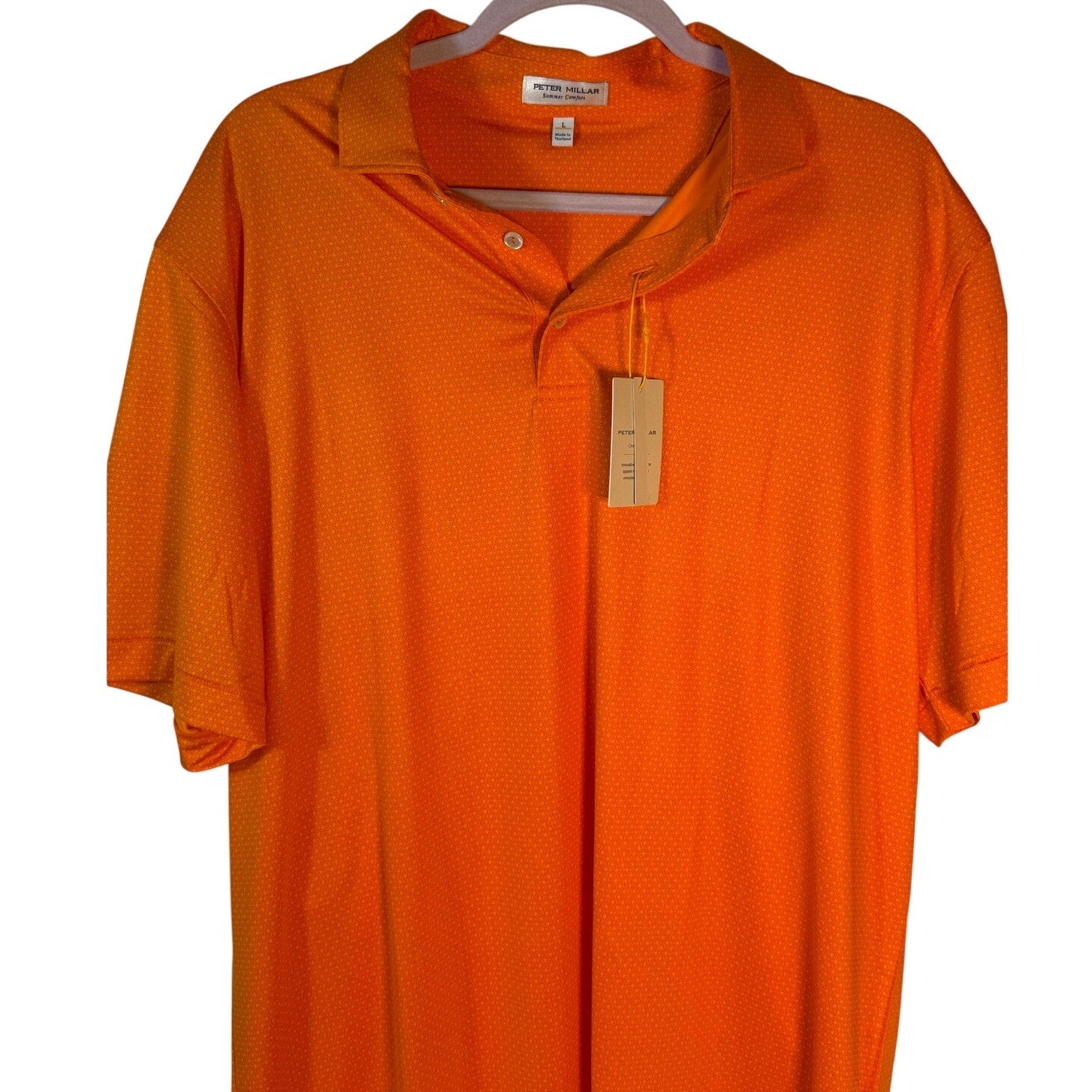 Peter Millar Summer Comfort Orange Polo Shirt Men's Size L New With Tags