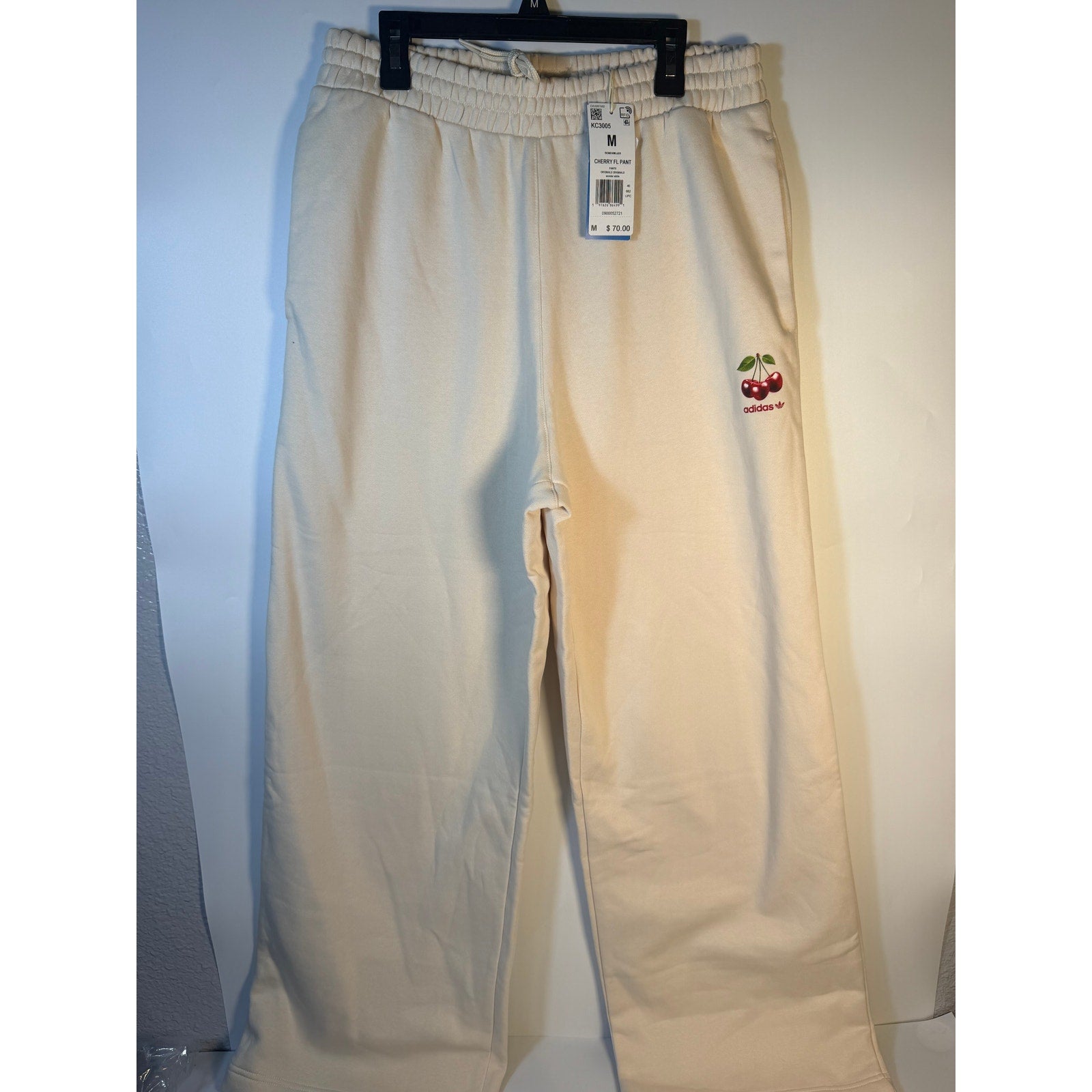 Adidas Originals Cherry FL Pant Women's Medium Wonder White Wide Leg Sweatpants