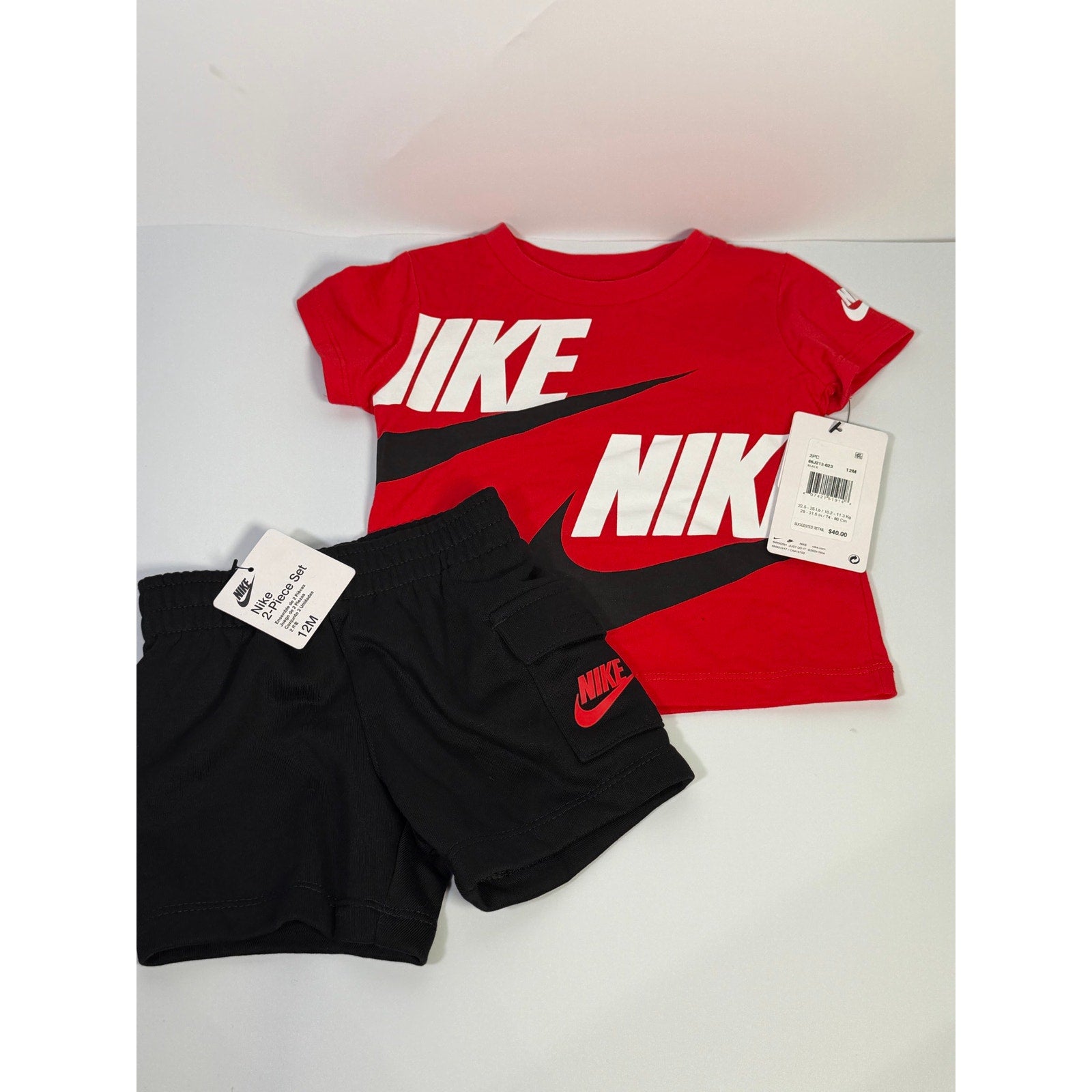Nike Baby Boys 2-Piece T-Shirt Shorts Set Red Black Size 12M NWT