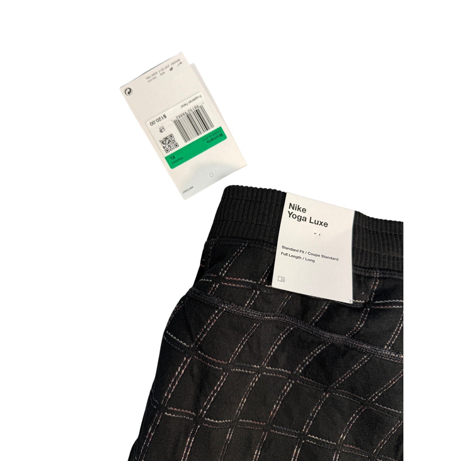 Nike Yoga Luxe Dri-FIT Grid Jogger Pants Black Women’s XL NWT