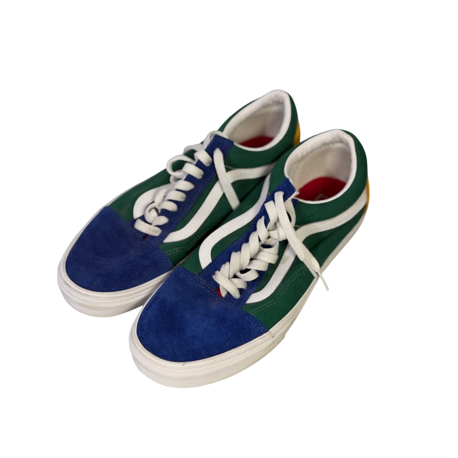 Vans Old Skool Colorblock Green Blue White Sneakers Men's Size 10.5 Women's 12