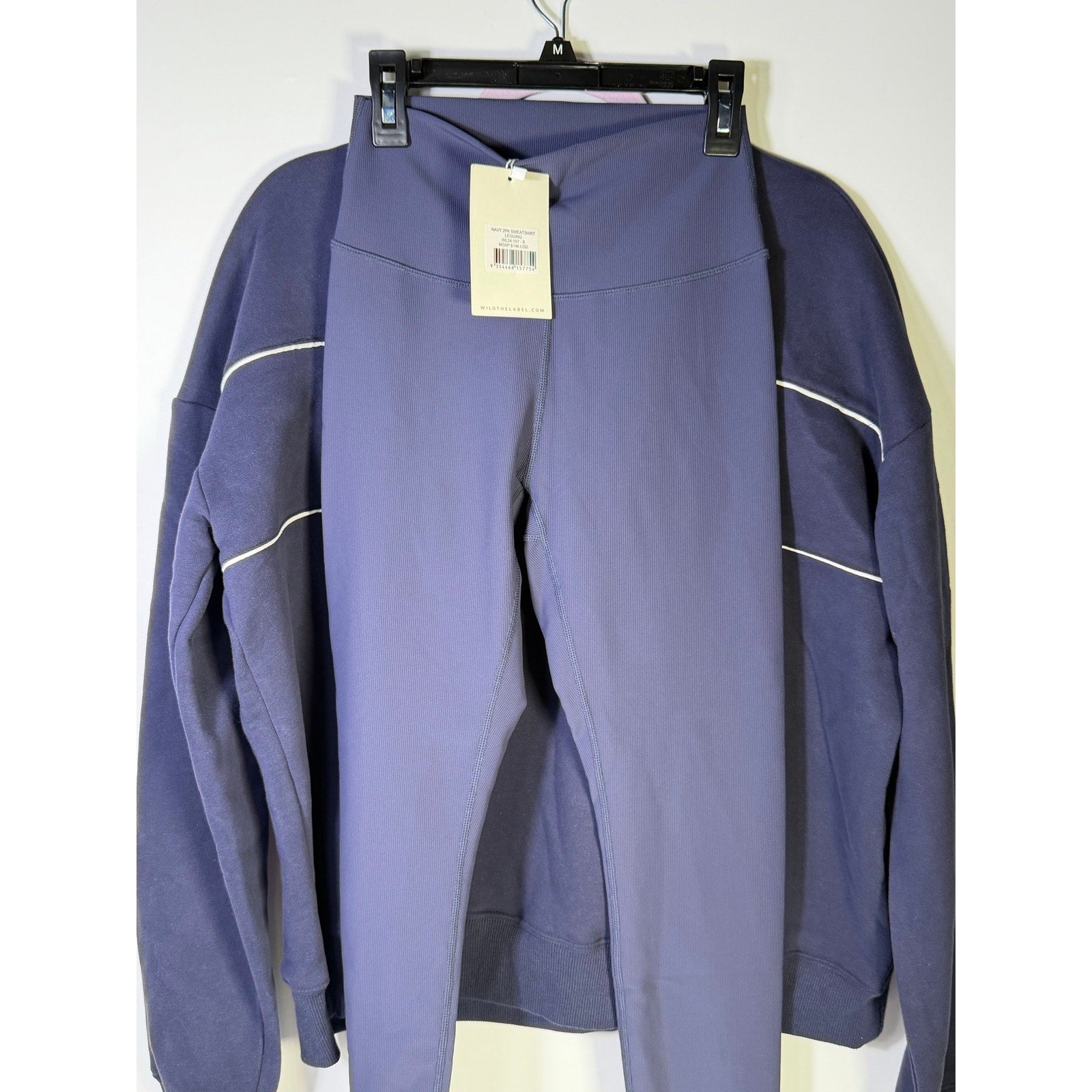Wilo The Label Women’s 2PC Sweatshirt Leggings Set Navy Size S NWT