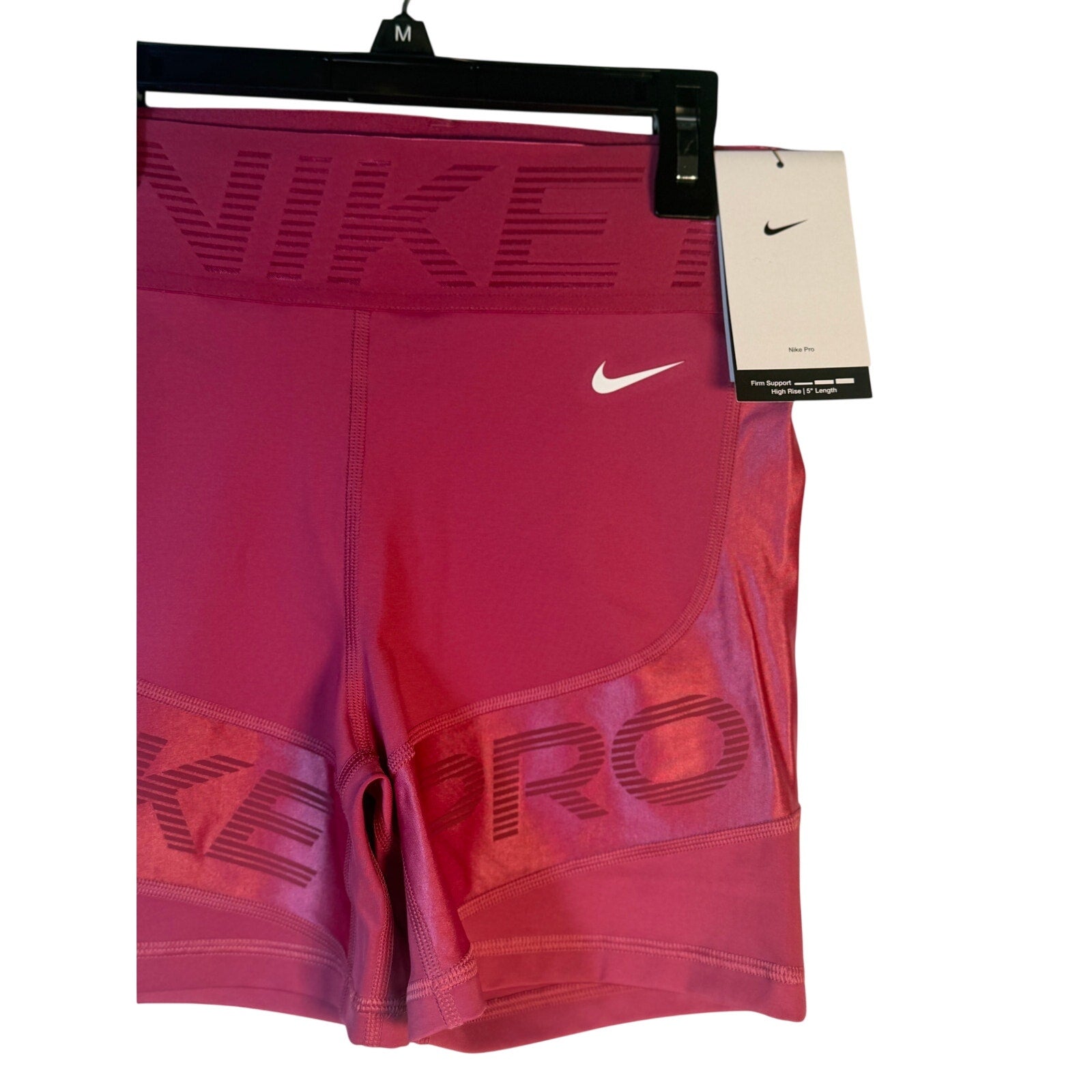 Nike Pro High Rise 5" Training Shorts Women's Large Firm Support Berry NWT