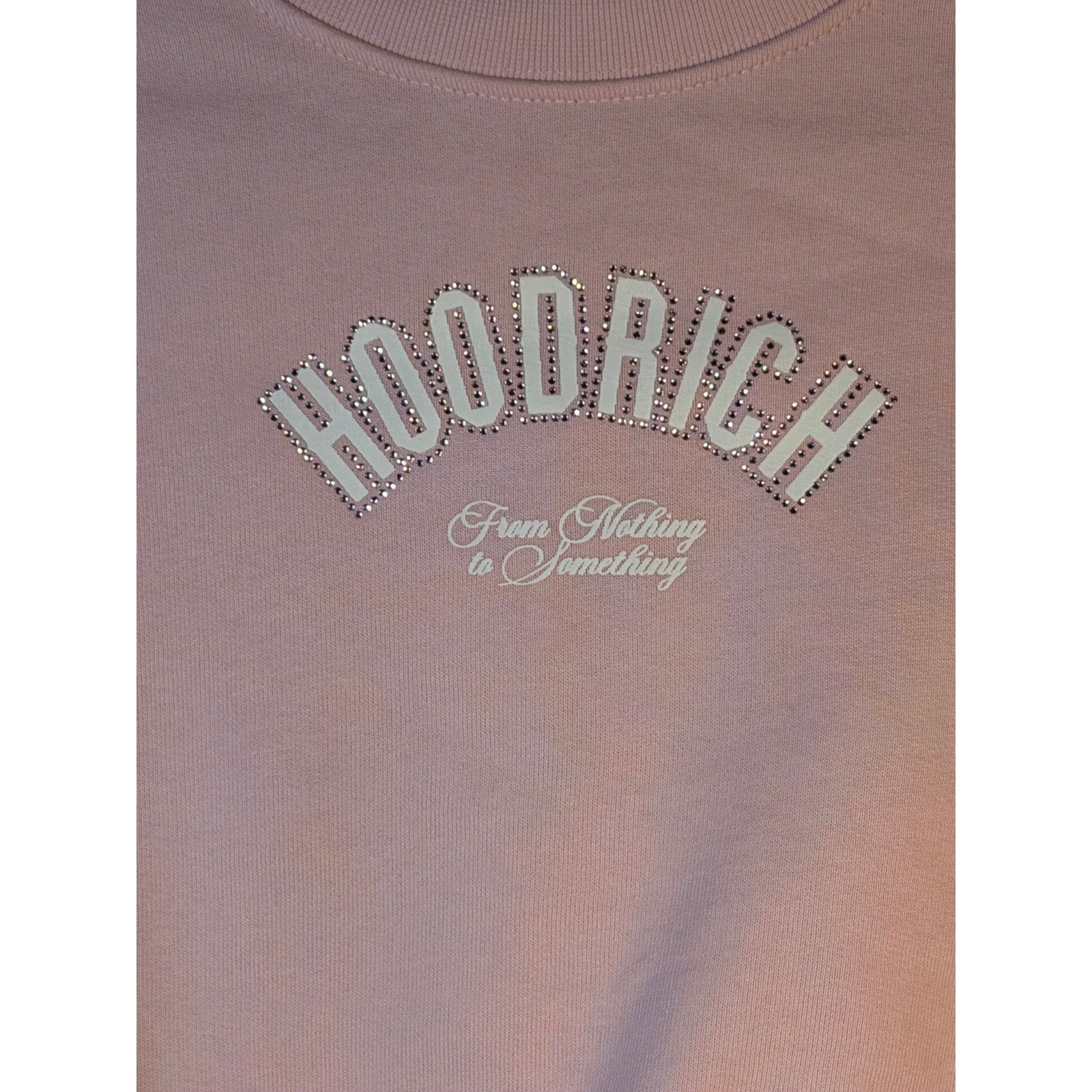 Hoodrich Rhinestone Logo Cropped Sweatshirt Women's Small Pink Crewneck Pullover NWT