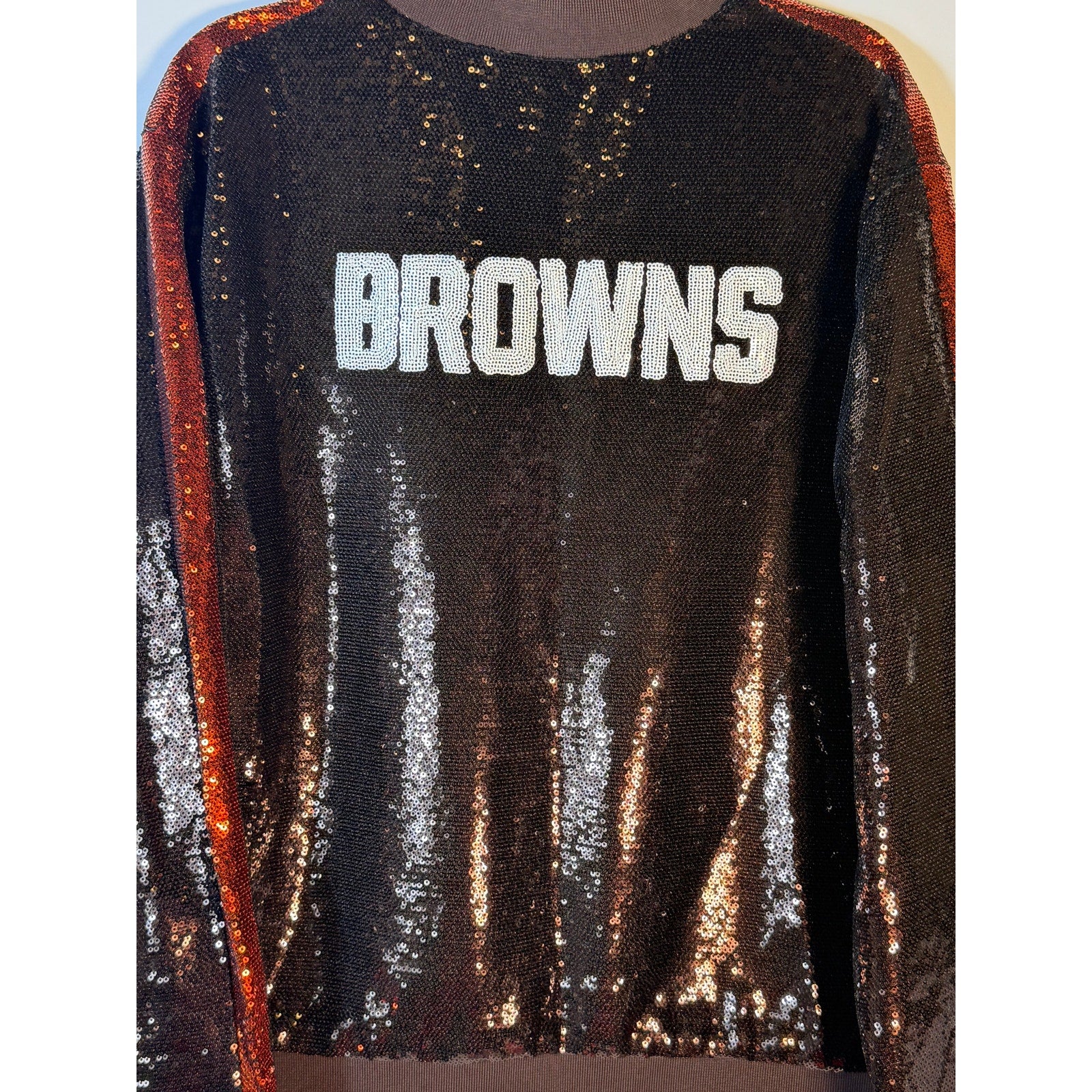 The Wild Collective Cleveland Browns Sequin Ombre Bomber Jacket – Women's XL – NWT