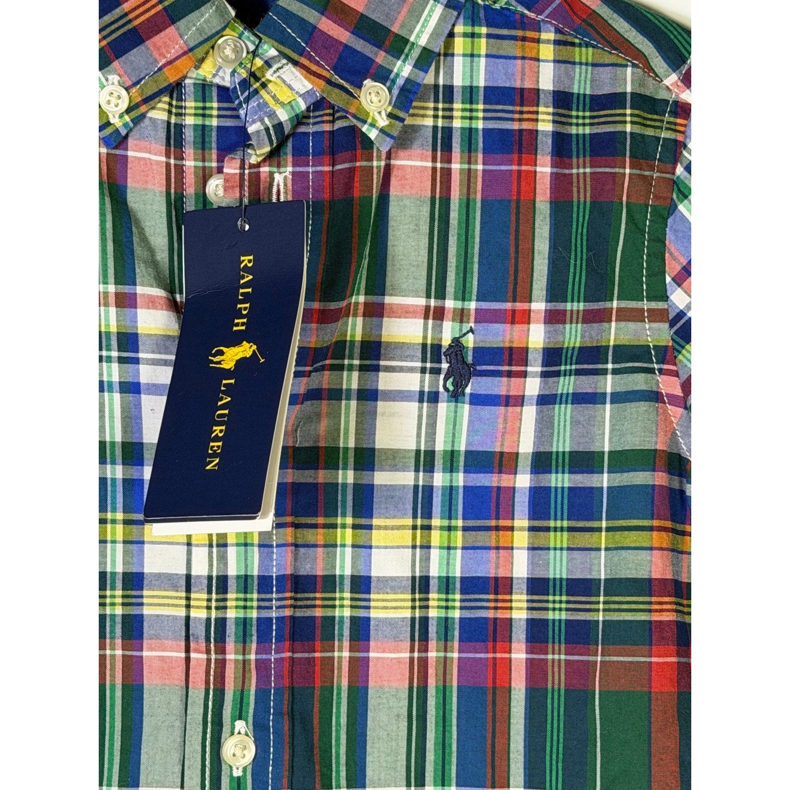 Polo Ralph Lauren Boys Plaid Shirt Khaki Chino Shorts Size 2T Outfit Set