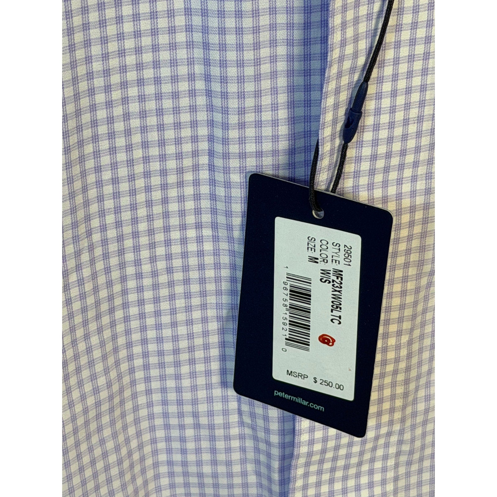 Peter Millar Crown Crafted Flex Finish Dress Shirt Purple Check Men's M NWT