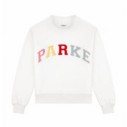 PARKE Heritage Varsity Mockneck Sweatshirt White Women's Pullover NWT XL