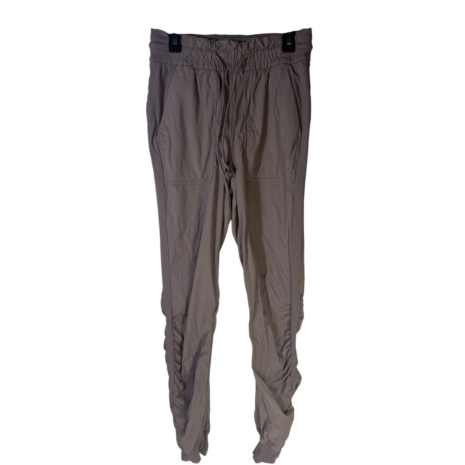 Women’s High-Rise Ruched Tapered Pants Taupe Gray Size 4 Preowned