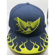 Dallas Wings WNBA New Era Snapback Hat Navy Neon Yellow Flame Brim One Size