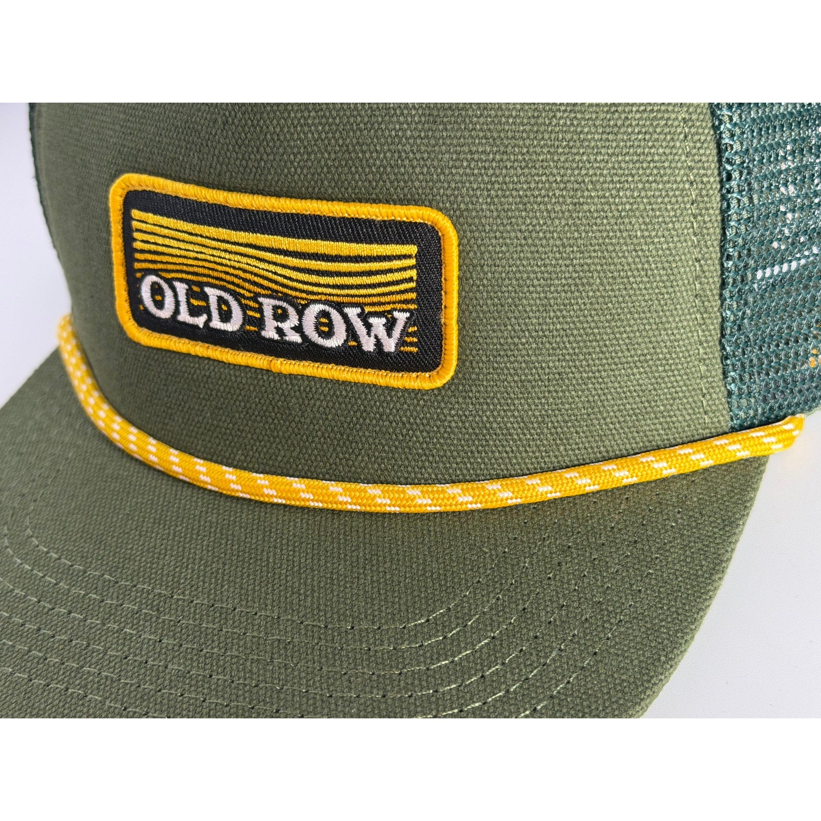 Old Row Olive Green Rope Trucker Snapback Hat Adjustable Cap NWT One Size