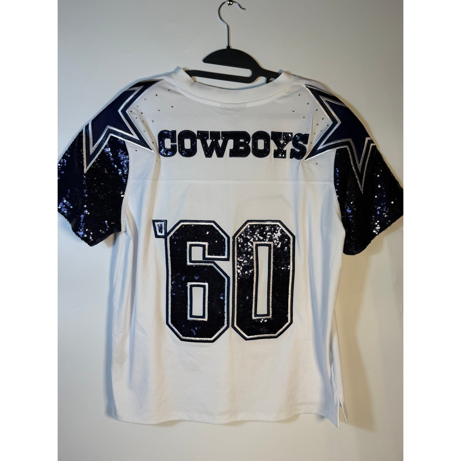 WEAR by Erin Andrews Dallas Cowboys Sequin Jersey Women's Large White NWT NFL