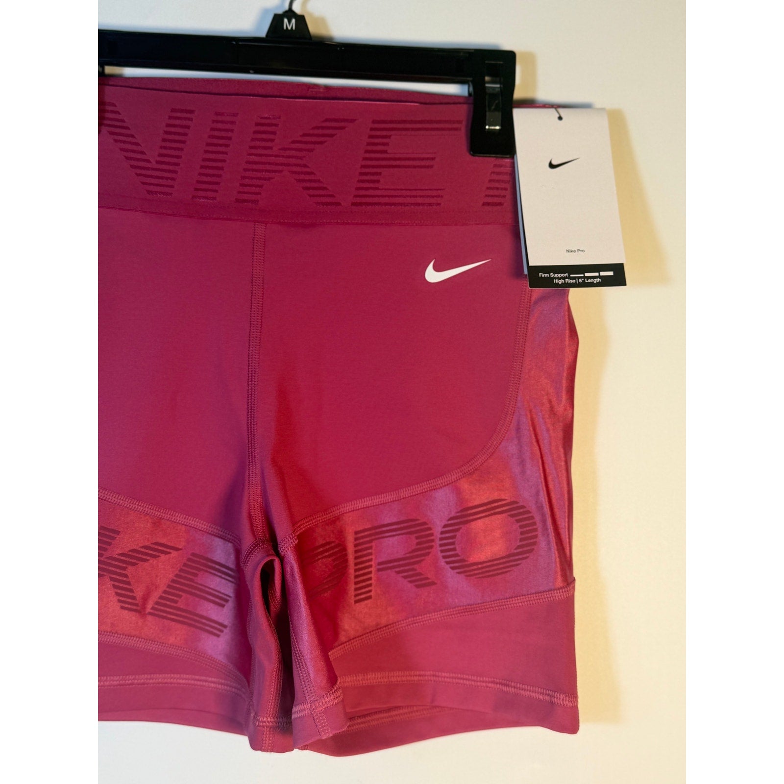 Nike Pro High Rise 5" Training Shorts Women's Medium Firm Support Berry NWT