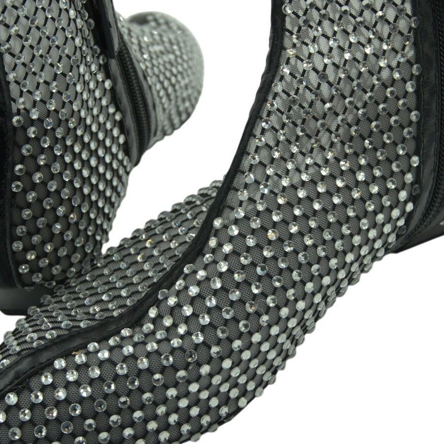 Rebecca Minkoff Crystal Mesh Booties – Women’s Size 8M – Black – 40mm Heel – NIB