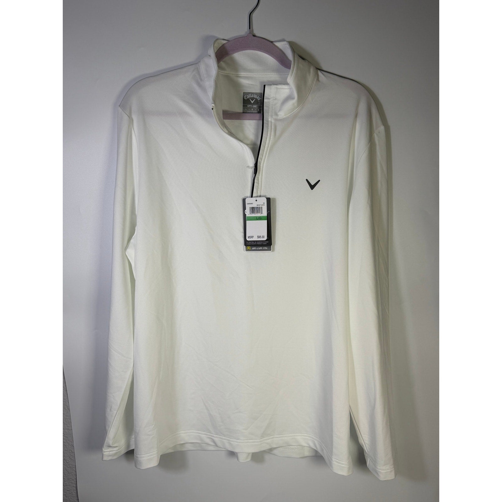 Callaway Women’s Opti-Dri Quarter Zip Golf Pullover White Size L NWT