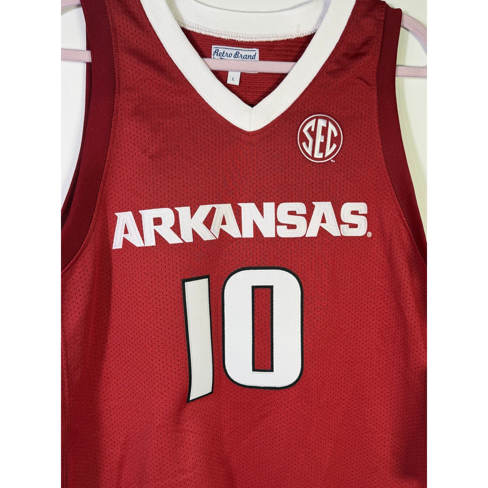 Retro Brand Arkansas Razorbacks #10 Basketball Jersey Red Men's Large NWT