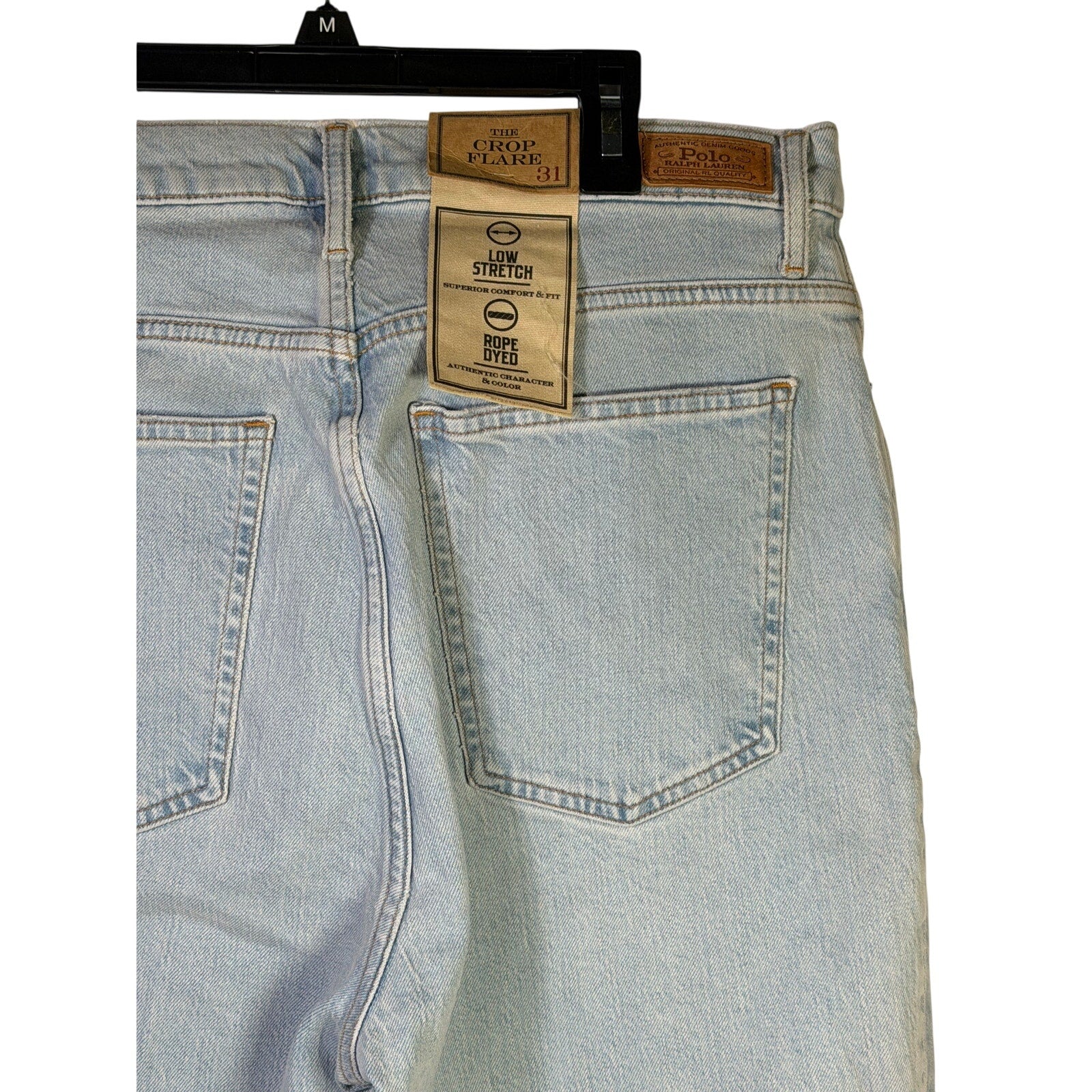 Polo Ralph Lauren The Crop Flare Jeans Women’s Size 31 Light Wash Raw Hem NWT - close-up detail