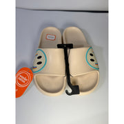 Wonder Nation Girls Smiley Face Slide Sandals Cream Size 4-5 Youth